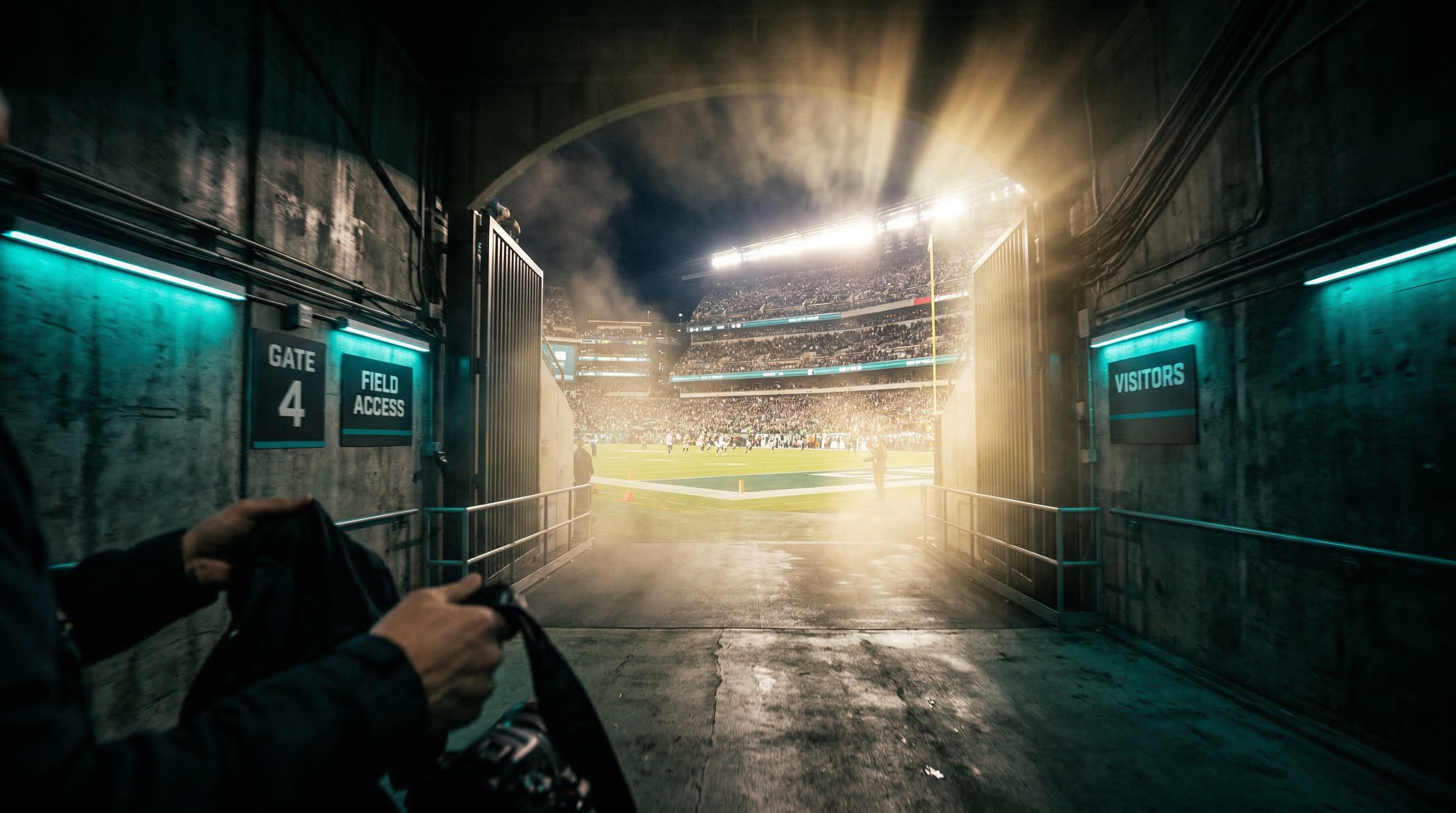 Stadium tunnel leading to the field